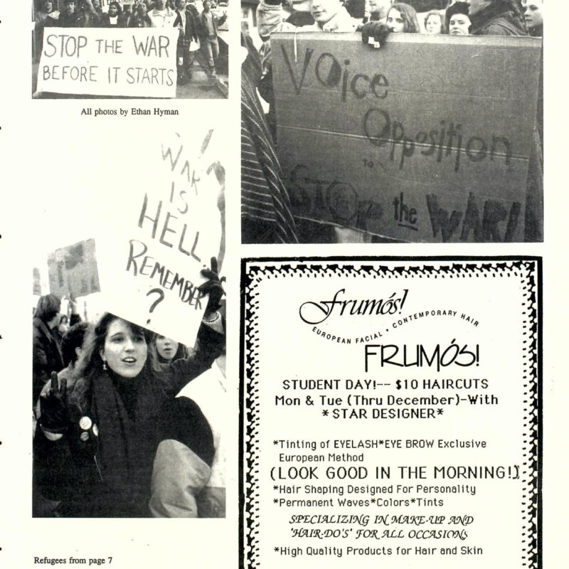 Article "Protesters for peace keep marching" in The Mac Weekly, Dec 7, 1990
